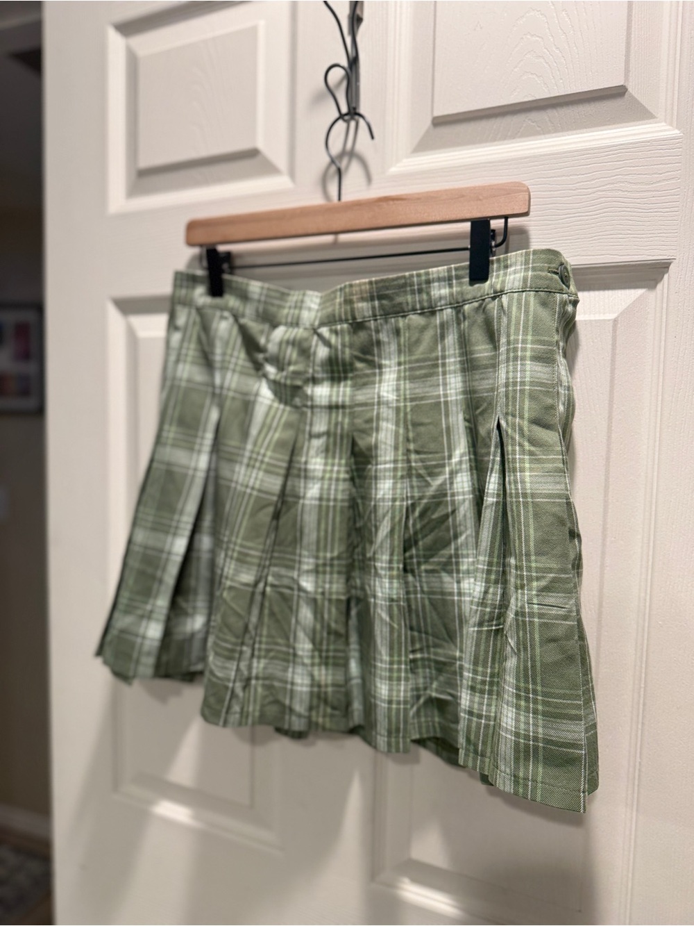 Aerie Green Plaid Pleated Mini Skirt NWT Women’s XL Preppy Cottagecore - Picture 3 of 12